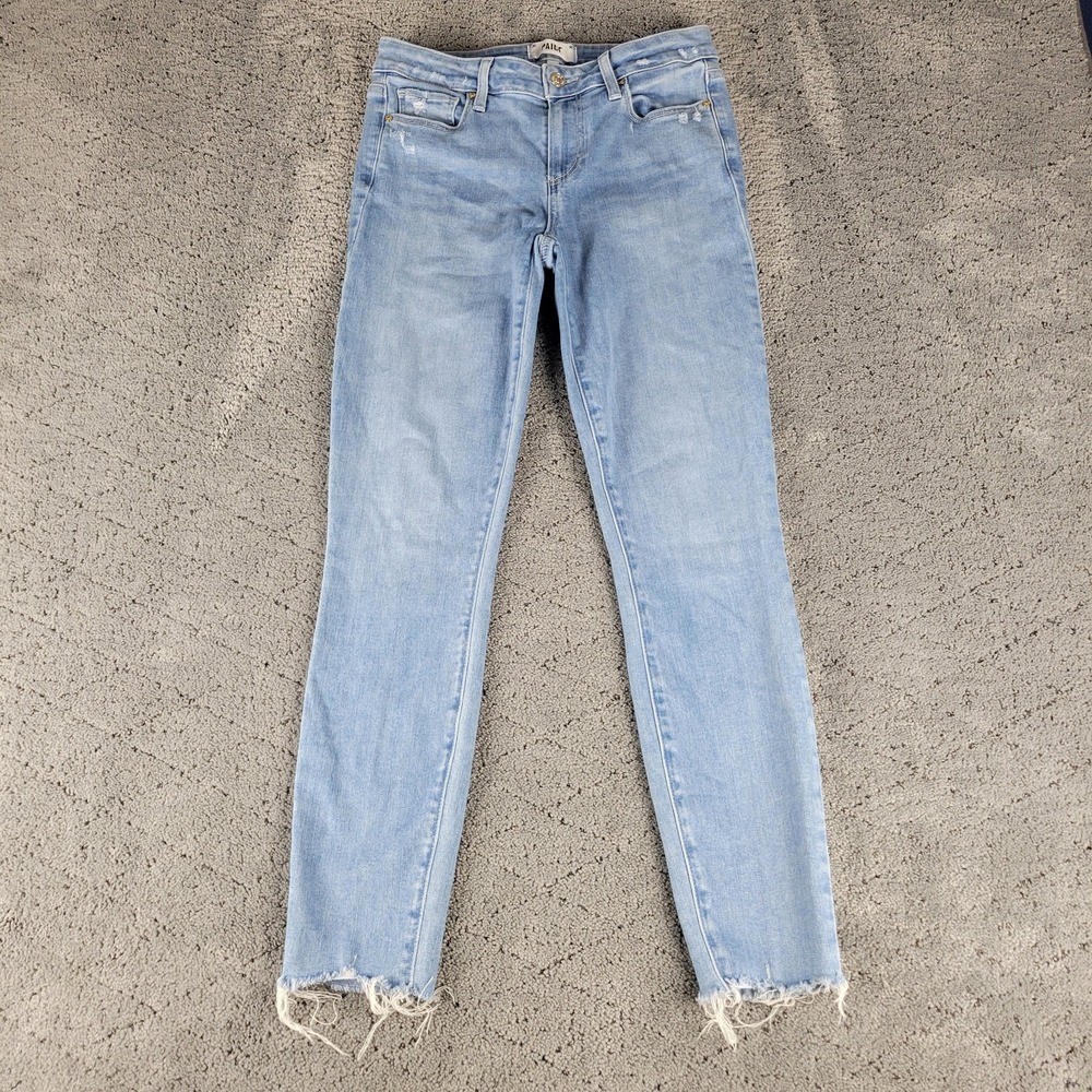 Paige Jeans Womens 28 Blue Verdugo Ankle Medium Wash Raw Hem Stretch Denim